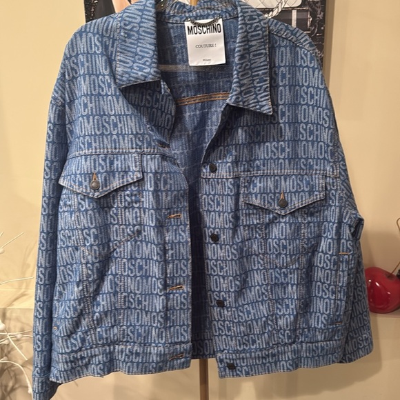 Moschino Logo Print Blue Jean Jacket - Picture 4 of 4